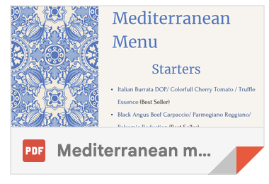Mediterranean-menu 95 à 129 €